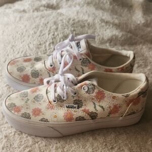 Vans Cream Floral Canvas Sneakers